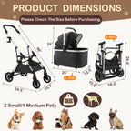 4-Wheel Pet Stroller with Detachable Carrier (Foldable, 50 lbs)
