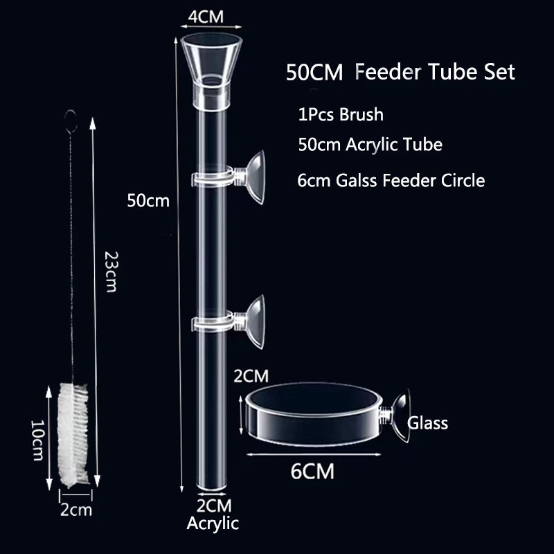 Acrylic Aquarium Shrimp Feeding Dish & Tube (Transparent, Snail & Shrimp)
