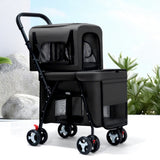 Luxury Double-Layer Eco-friendly ABS Material 4-Wheel Pet Stroller Small Large Dogs Cats Lightweight Travel Pet Carriers