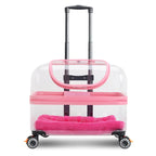 Transparent Plastic Pet Trolley Backpack with Universal Wheels & Zipper