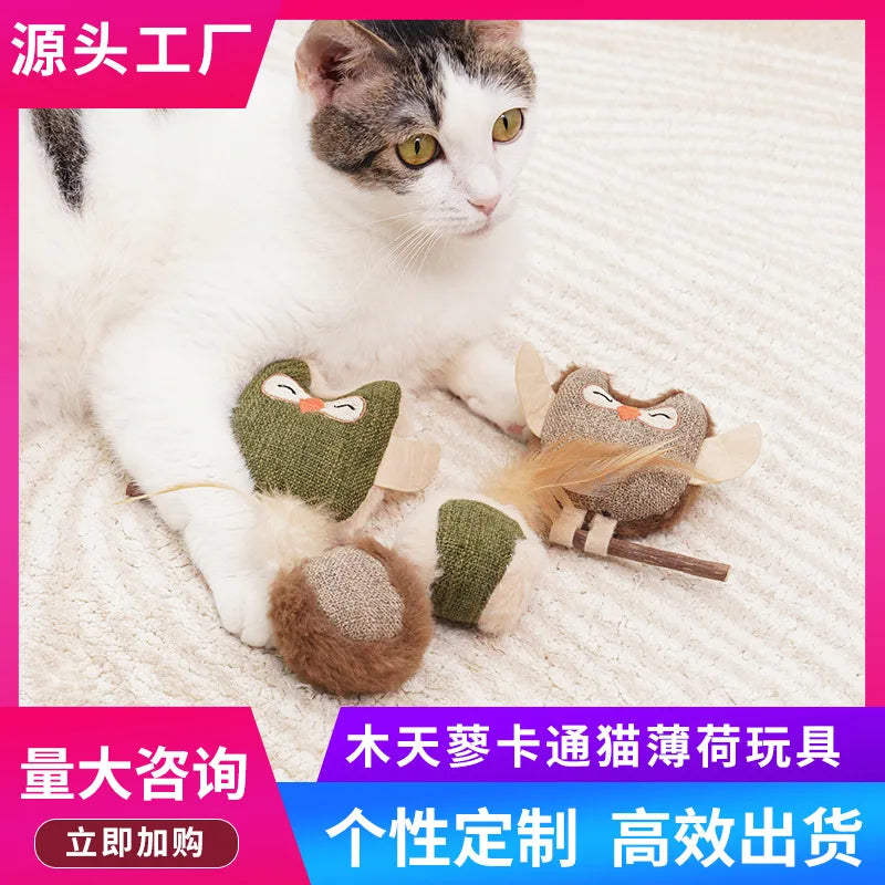 Catnip & Silvervine Feather Chew Toy — Dental Health & Boredom Buster