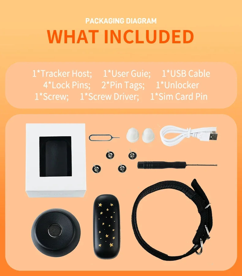 RF-V53 4G GPS Pet Locator for Dogs & Cats with Beidou Positioning - IP67, 900mAh Battery