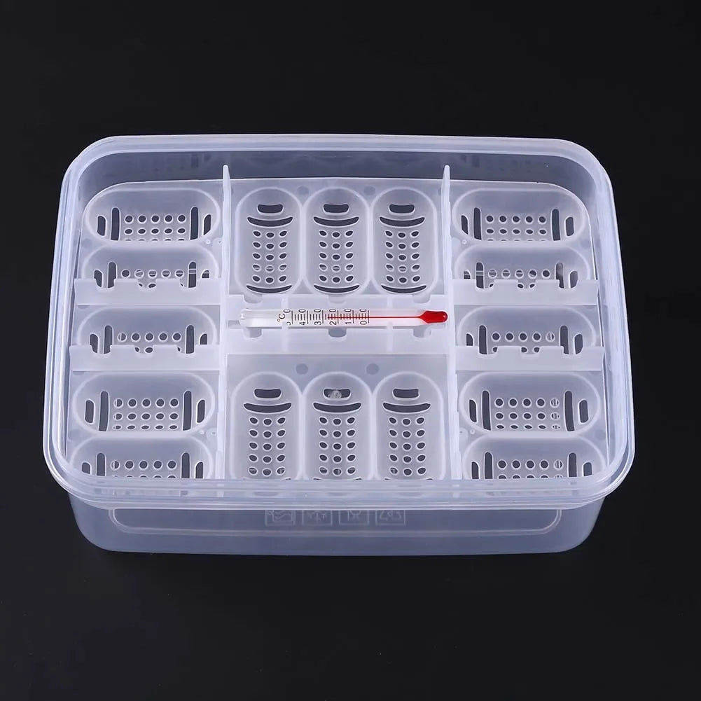 Reptile Egg Incubator Tray — 16-Grid Hatching Case for Lizard & Snake Eggs