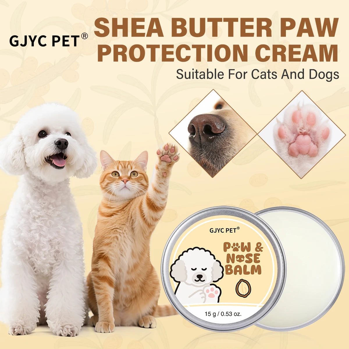 Shea Butter Paw Balm — Moisturizing Relief for Dry, Cracked Paw Pads