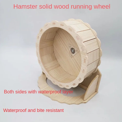 Solid Wood Silent Running Wheel — Quiet Exercise Wheel for Hamsters
