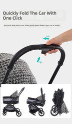 Portable Foldable Pet Stroller for Small Cats & Dogs with All-Terrain Wheels & Adjustable Handle