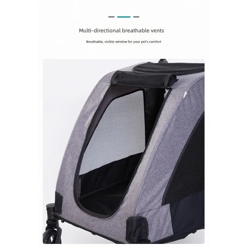 Lightweight Foldable Pet Stroller for Multiple Pets — Portable Durable Cat & Dog Travel Carrier