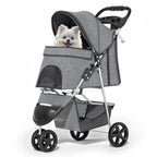 3-Wheel Lightweight Foldable Jogger Pet Stroller with Storage Basket for Small & Medium Dogs & Cats
