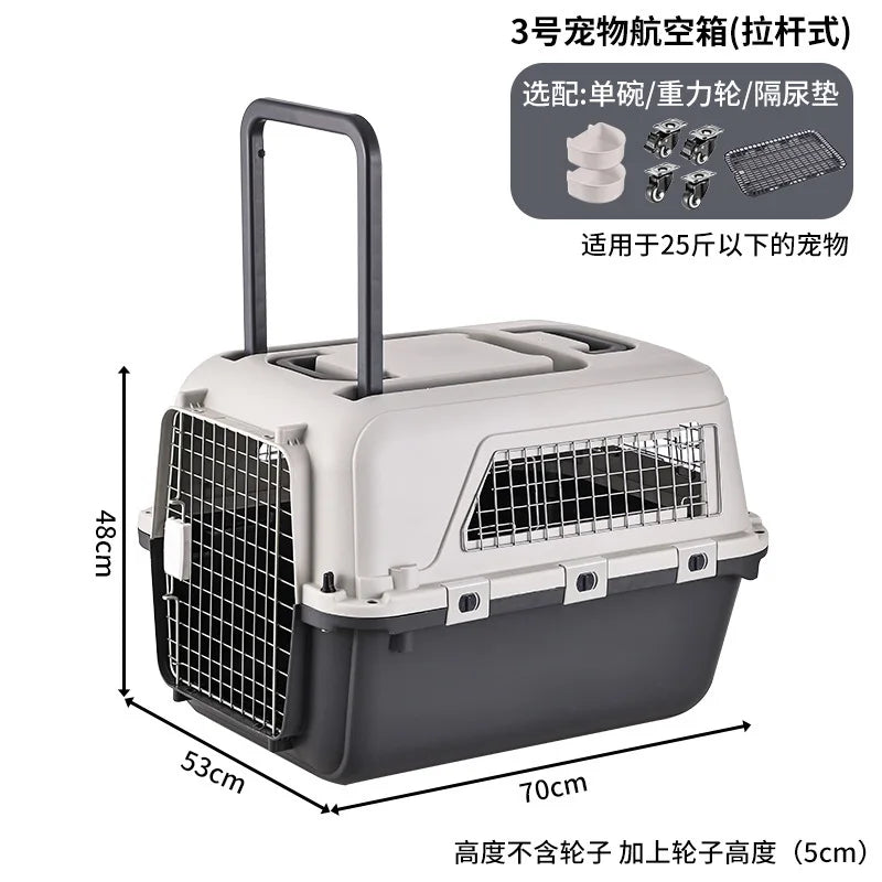 Large Airline-Approved PP Hard-Shell Pet Travel Crate & Portable Kennel for Cats & Dogs