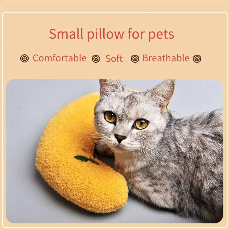 U-Shaped Plush Pet Pillow — Cervical Support Sleep Cushion for Cats & Dogs