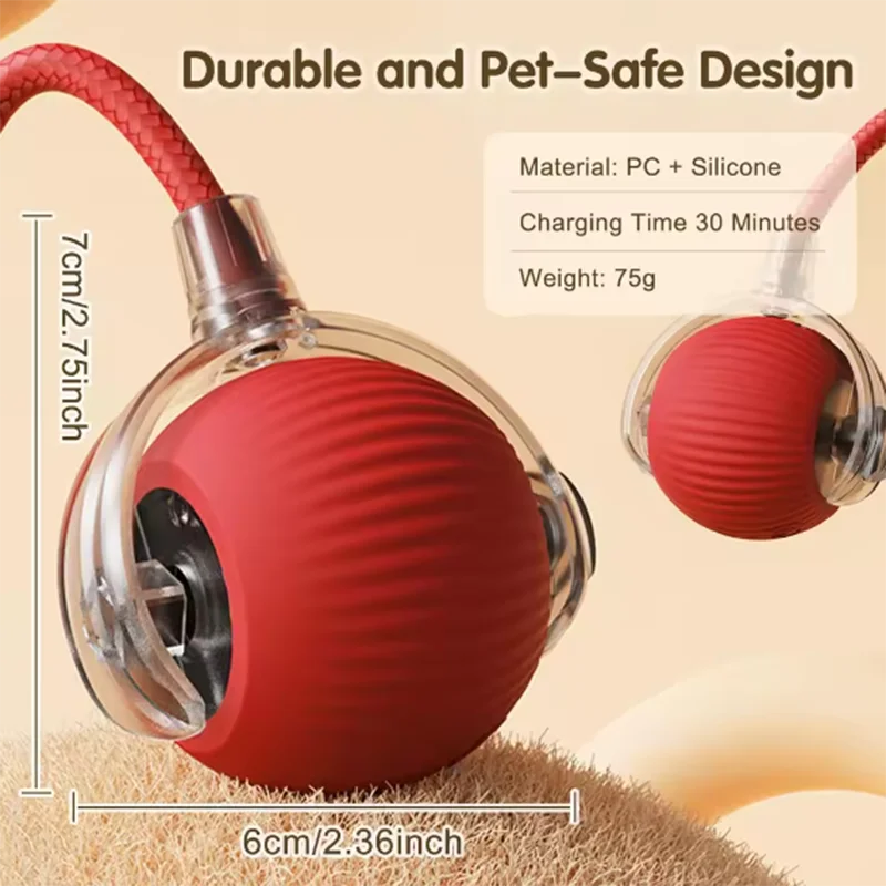 Smart Rolling Silicone Ball Cat Toy with Tail