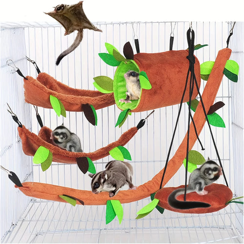 5-Piece Round Swing Hammock Set — Plush Nests for Hamsters & Rats