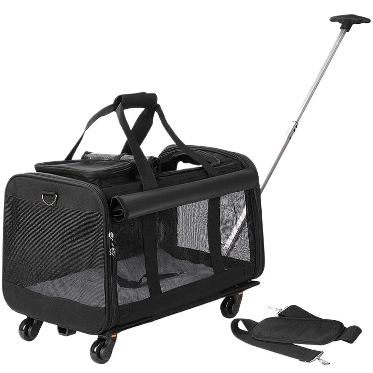 Airline-Approved Wheeled Pet Backpack Carrier Trolley with Breathable Mesh for Dogs & Cats