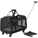 Airline-Approved Wheeled Pet Backpack Carrier Trolley with Breathable Mesh for Dogs & Cats