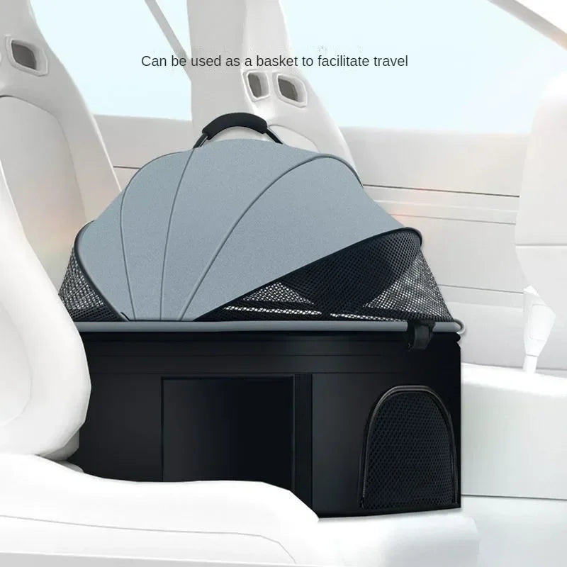 Portable Lightweight Foldable Pet Stroller with Detachable Cat Basket
