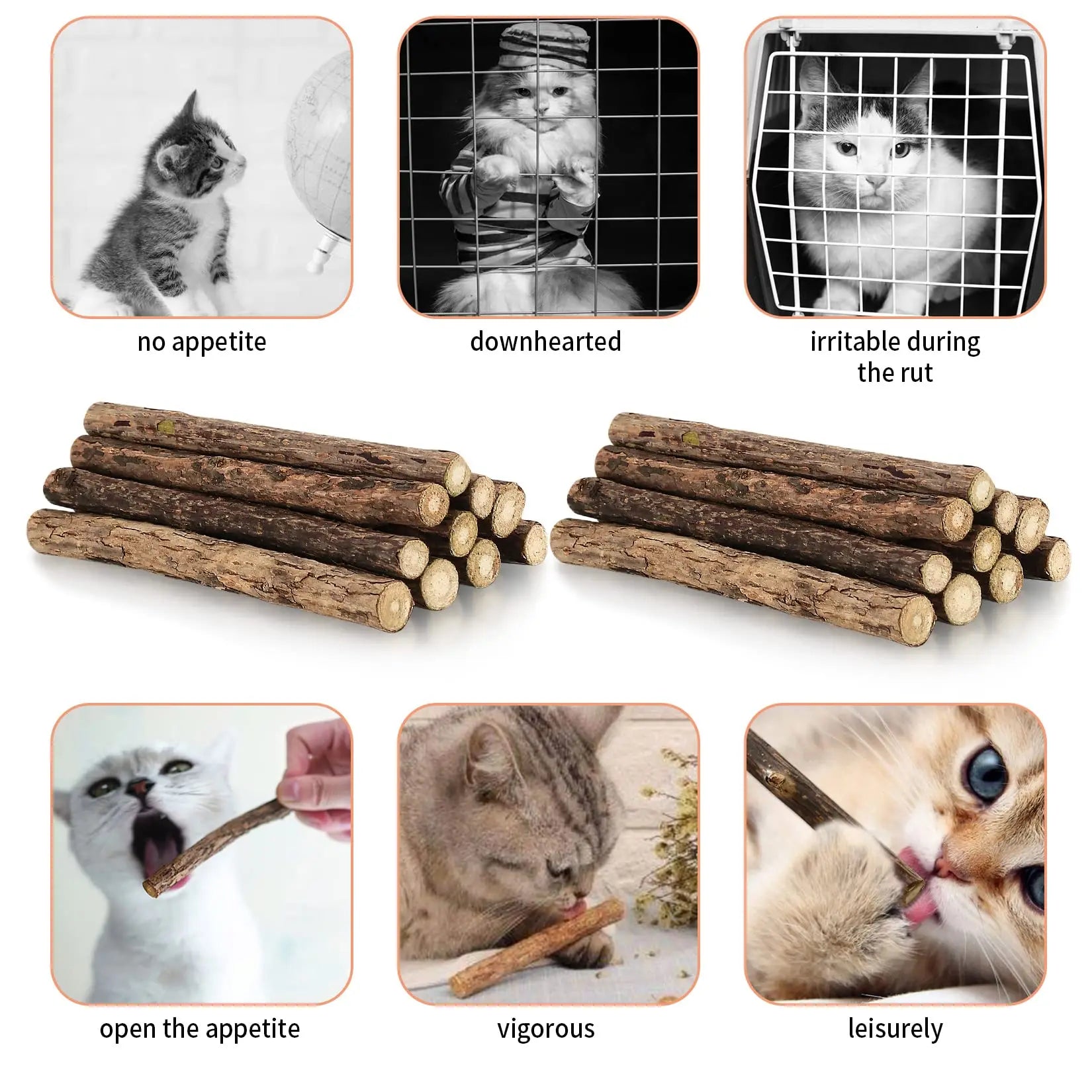33-Pack Catnip & Silvervine Chew Sticks with 3 Bonus Mouse Toys — Natural Cat Dental Set