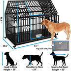 XL Dog Crate with Rooftop & Lockable Wheels (54in)