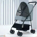 High-Quality Folding Four-Wheel Pet Stroller Carriage — Easy-Walk Outdoor Carrier for Dogs & Cats