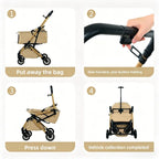 One-Button Foldable Pet Stroller for Dogs & Cats — Smooth-Roll Outdoor Travel Trolley