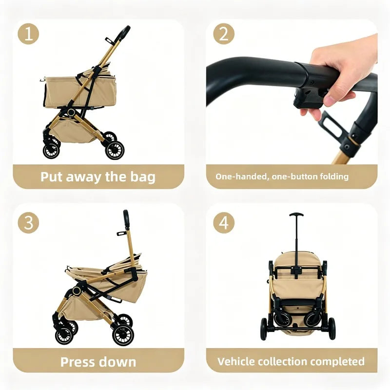One-Button Foldable Pet Stroller for Dogs & Cats — Smooth-Roll Outdoor Travel Trolley
