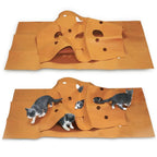 120x90cm Foldable Cat Play Mat & Tunnel Blanket — Agility Training Pad with Chew & Dig Surface