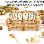 Handwoven Rattan Cat Sofa Bed & Photo Prop