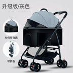 One-Click Foldable Pet Stroller with Mesh Breathable Window for Small & Medium Dogs & Cats — Portable Travel Cart