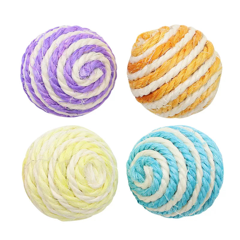 5-Pack Sisal Sphere Cat Toy Balls — Durable Interactive Scratch, Bite & Self-Play Cat Balls