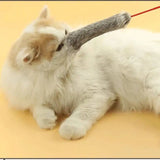 Faux Rabbit Fur Pompom Teaser Wand — Realistic Prey-Texture Cat Toy