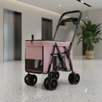 Collapsible Lightweight Pet Stroller with Rear Brakes — Easy-Access Cat & Dog Stroller for Walks & Outdoor