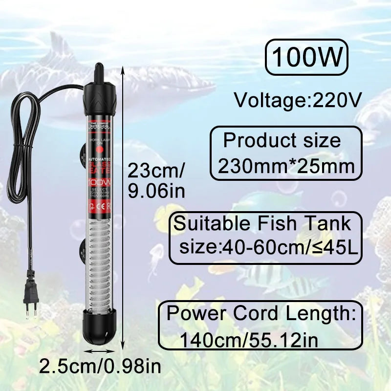 Submersible Aquarium Heater with Adjustable Thermostat 25–300W