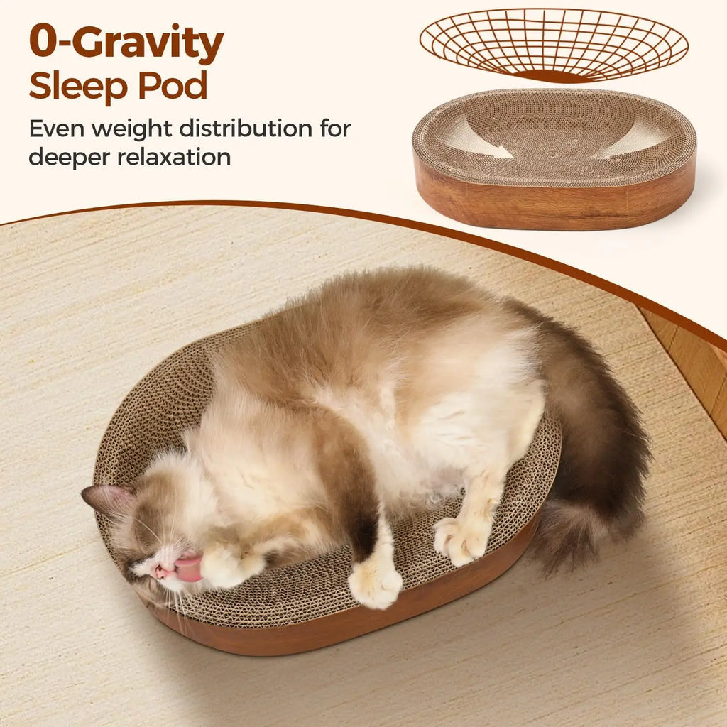 Oval Corrugated Cardboard Cat Scratcher Bed