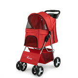 Lightweight One Click Foldable Pet Stroller for Small Medium Dogs Cats Universal Outdoor Walking Travel Carrier Push Cart