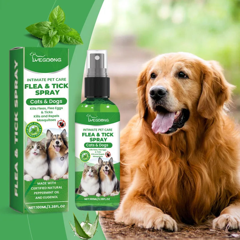 Plant-Based Flea & Tick Spray for Cats & Dogs — Fast-Acting, Non-Toxic