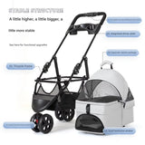 For Novayapetix Detachable 3 In 1 Foldable Pet Stroller Carbon Steel Frame 15kg Capacity Portable Lightweight Design Small