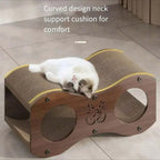 Walnut Cat Scratching Post with Integrated Bed, All-Season