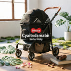 Large Dog Wagon Stroller with Adjustable Handle, Mesh Windows & Storage