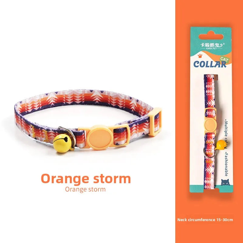 Woven Cat Collar with Bell & Safety Buckle