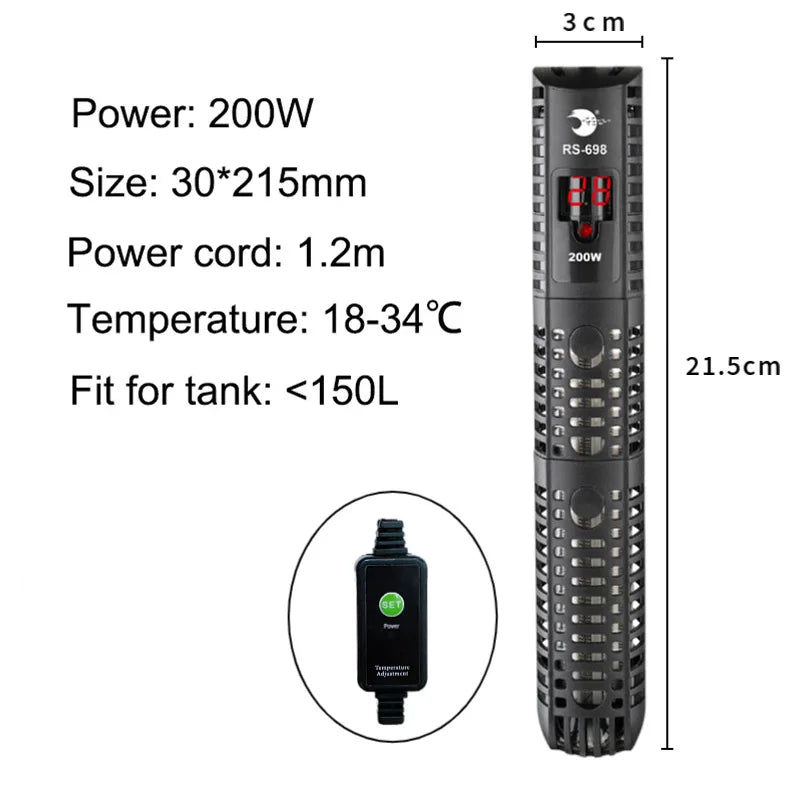 Aquarium Submersible Heater with Thermostat 50–500W