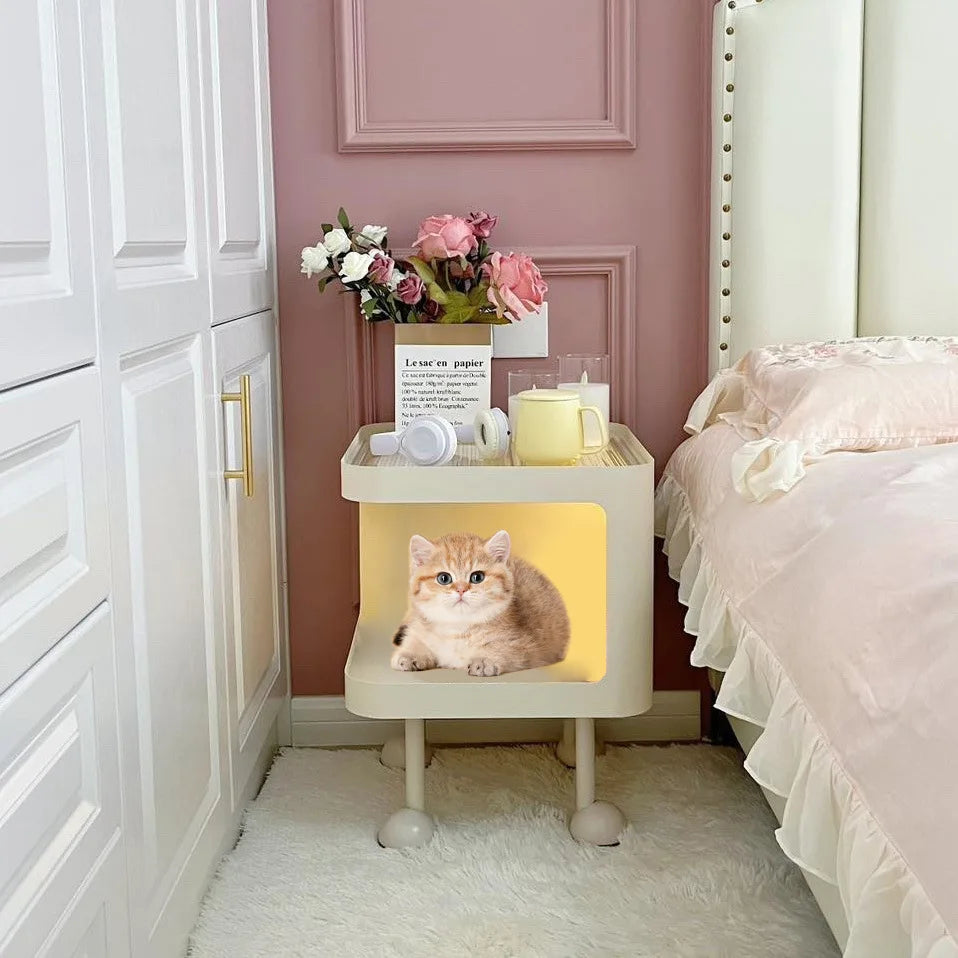 Cream-Style Pet Bedside Table & Kennel for Small Pets