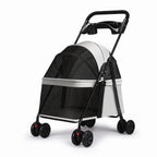 Luxury Lightweight Foldable Outdoor Pet Stroller with Detachable Mesh Storage Basket