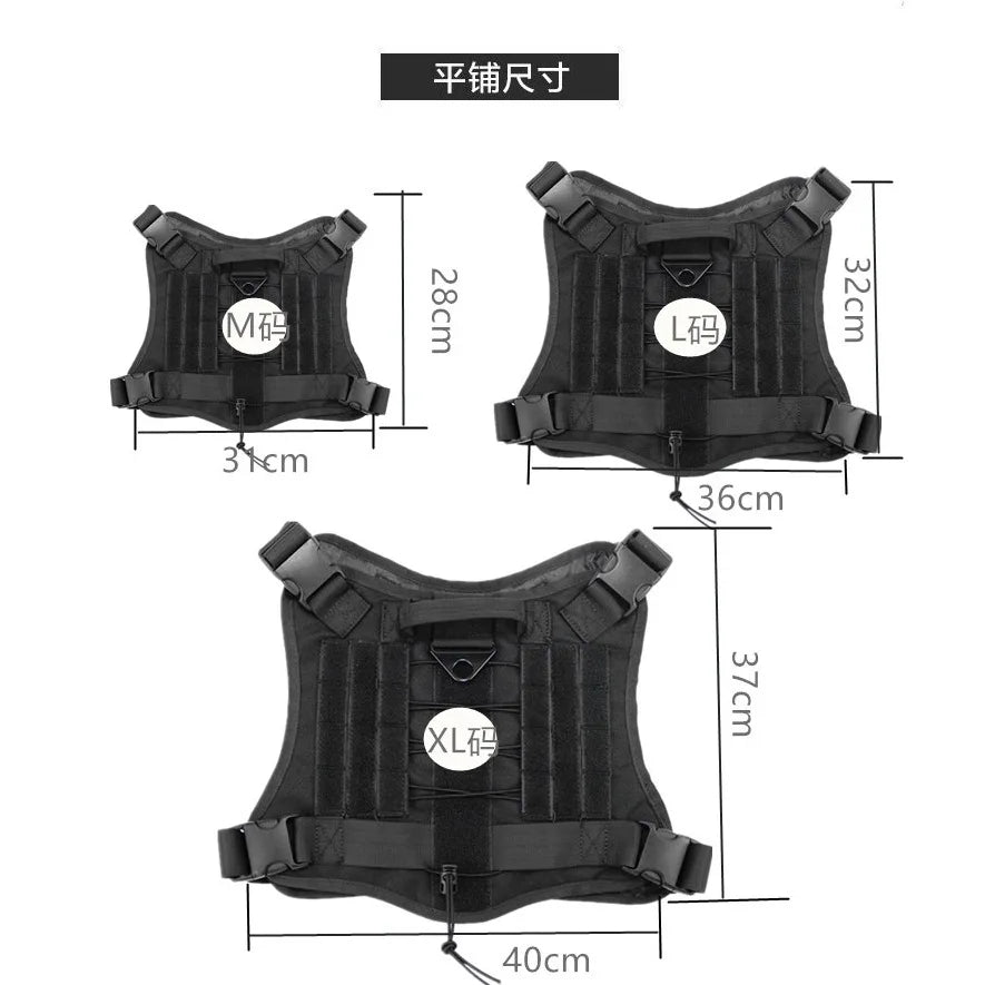 Tactical Camo Dog Vest (Outdoor Training, Chest & Back, Large Dogs)