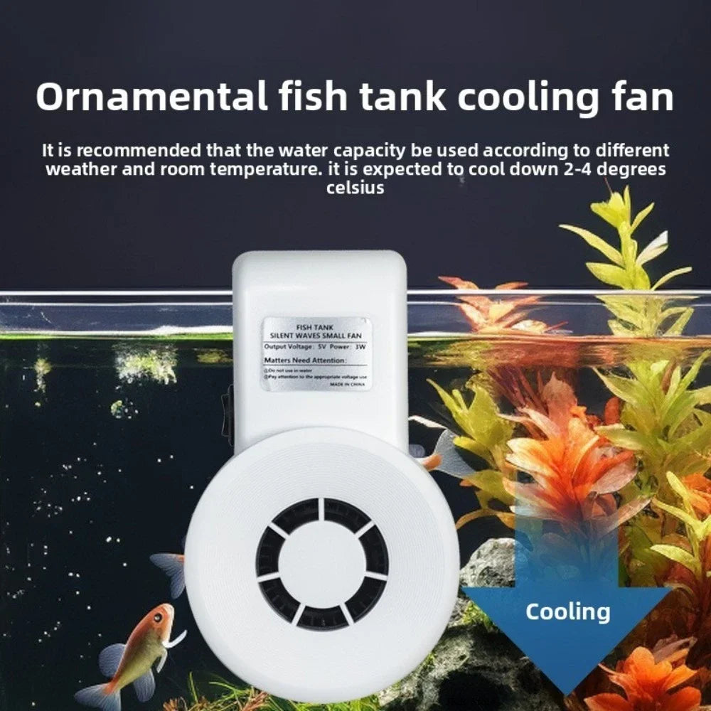 Mini USB Aquarium Cooling Fan (5V, 3W, Speed Regulation, Fish Tank Cooling)