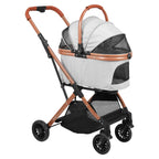 All-Terrain Puppy Cage Jogger Stroller with Detachable Carrier & Sun Shades for Large Dogs