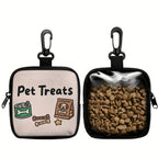 Printed Waterproof Dog Treat Pouch (Zipper, Clip Attachment, Training)