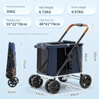 Multifunctional Large-Space Pet Stroller Trolley Case with Wheels for Multiple Pets — Up to 66 lbs