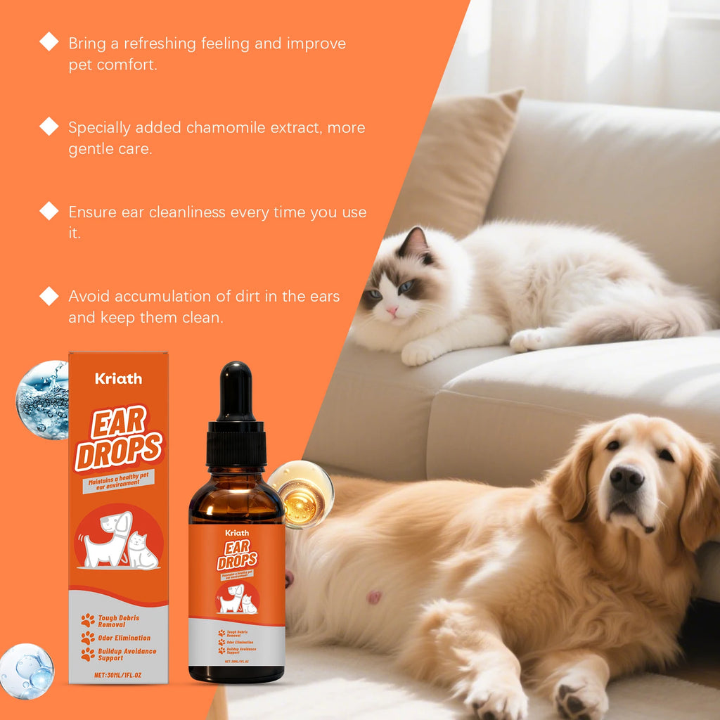 Gentle Ear Care Drops for Dogs & Cats — Earwax Remover & Anti-Fungal Cleanser