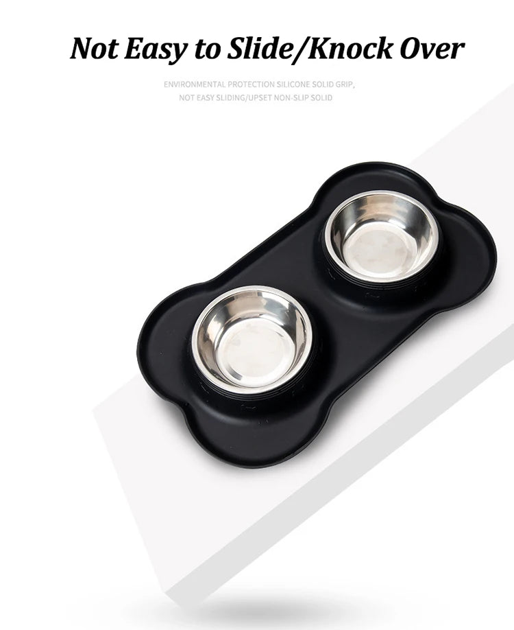 Stainless Steel Double Pet Bowl Set