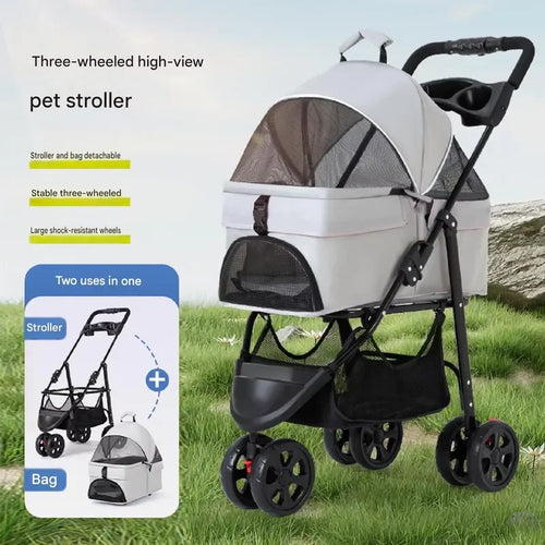 For Novayapetix Detachable 3 In 1 Foldable Pet Stroller Carbon Steel Frame 15kg Capacity Portable Lightweight Design Small