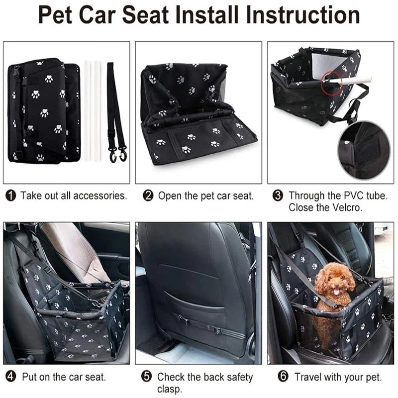 Dog Car Seat with Storage Pockets (Universal, Non-Slip, Small & Medium Dogs)